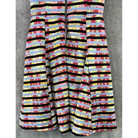 My Michelle 5 A-Line Stretch Pink Watercolor Striped Dress Skater Sundress Art - Picture 4 of 10